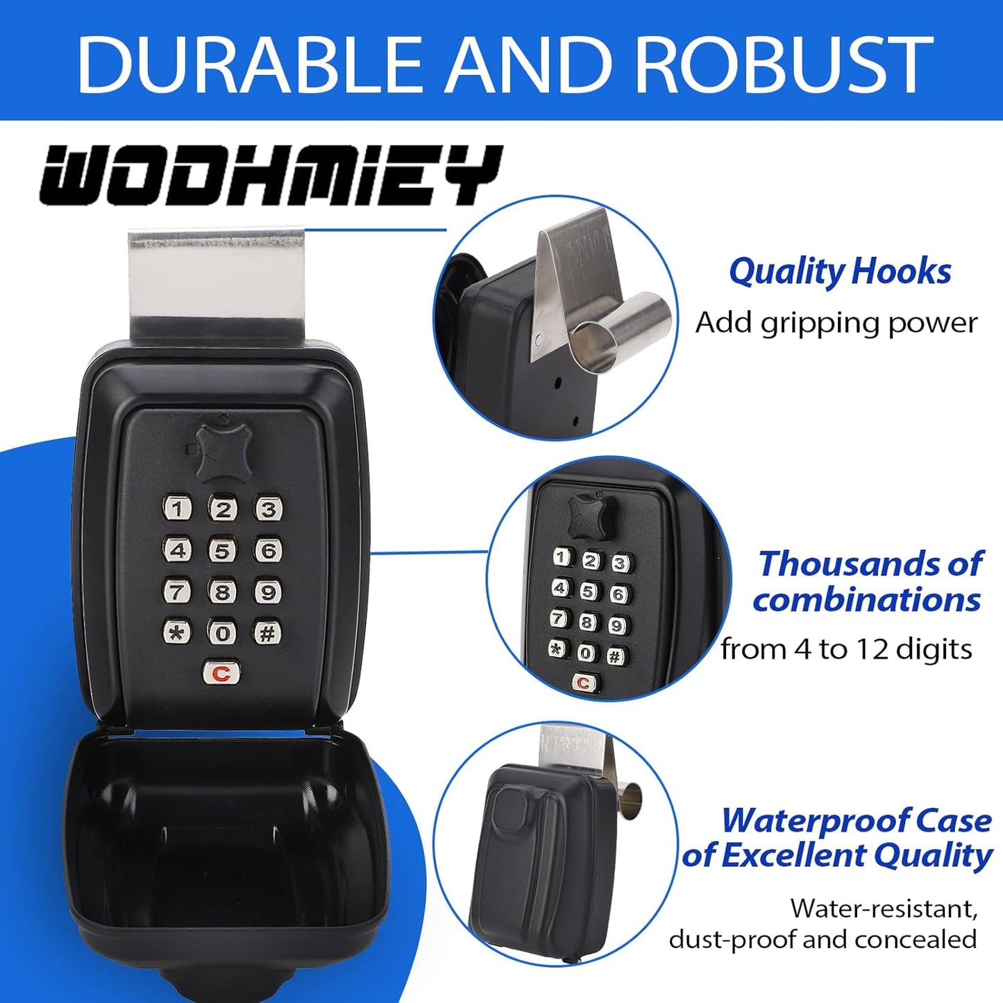 Car Window Lock Box for Turo, Zinc Alloy Keypad Combination Lock Box, Ideal for Car Rentals, Holds Keys, Cash, Cards, Garage Door Keys, Wall Mountable, Password System