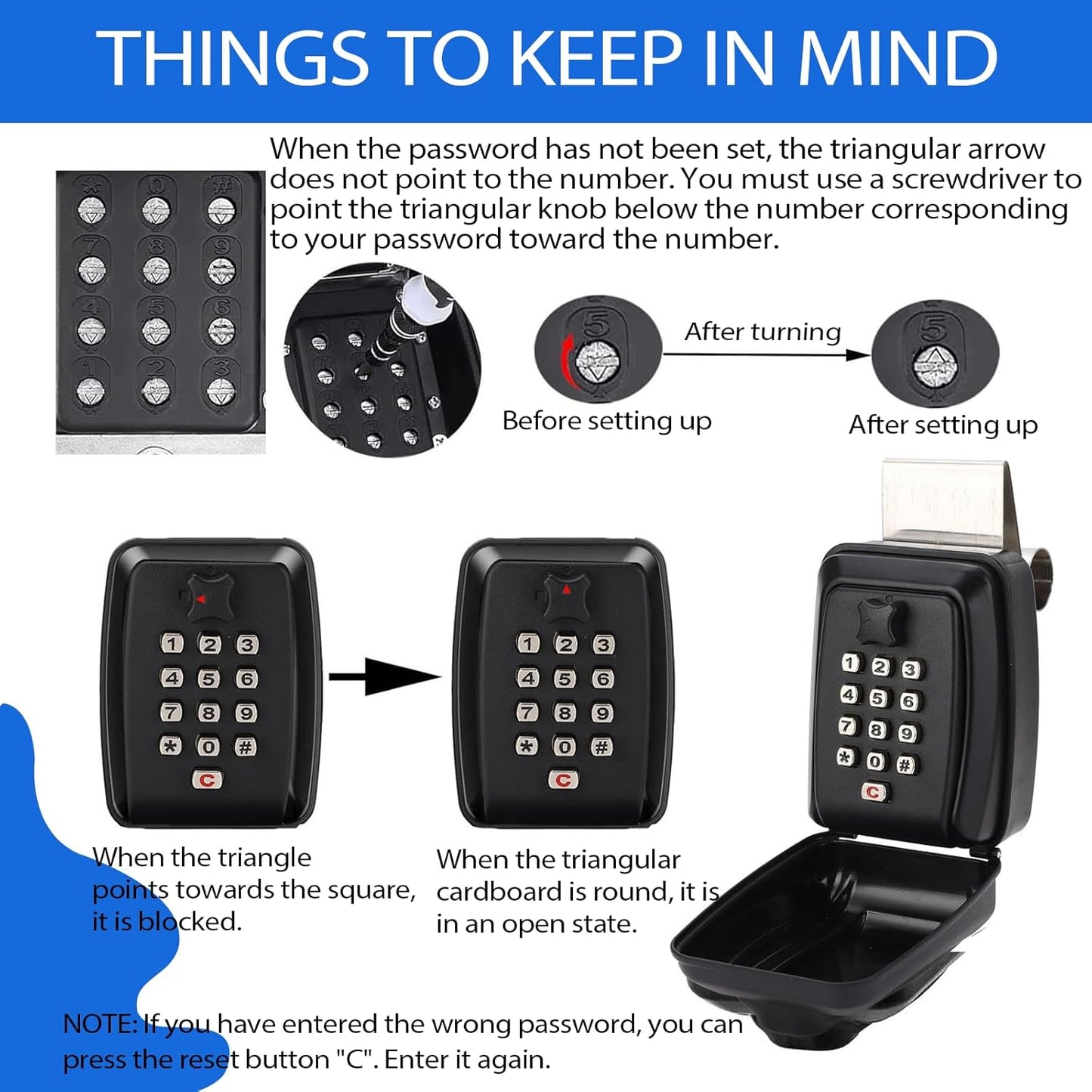 Car Window Lock Box for Turo, Zinc Alloy Keypad Combination Lock Box, Ideal for Car Rentals, Holds Keys, Cash, Cards, Garage Door Keys, Wall Mountable, Password System