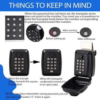 Car Window Lock Box for Turo, Zinc Alloy Keypad Combination Lock Box, Ideal for Car Rentals, Holds Keys, Cash, Cards, Garage Door Keys, Wall Mountable, Password System