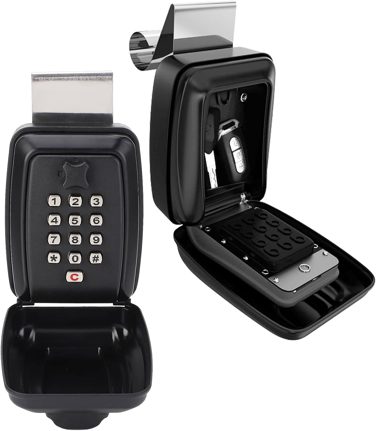 Car Window Lock Box for Turo, Zinc Alloy Keypad Combination Lock Box, Ideal for Car Rentals, Holds Keys, Cash, Cards, Garage Door Keys, Wall Mountable, Password System